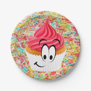 Paper Plates, Happy Birthday Cupcake Sprinkles Paper Plate