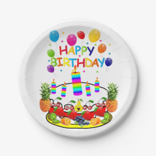 Paper Plates, Happy Birthday Fruit Cake Paper Plate