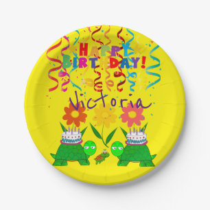 Paper Plates, Happy Birthday Green Turtles Plate