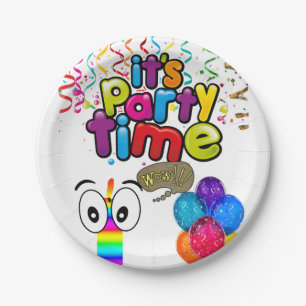 Paper Plates, Happy Birthday It's Party Time Plate