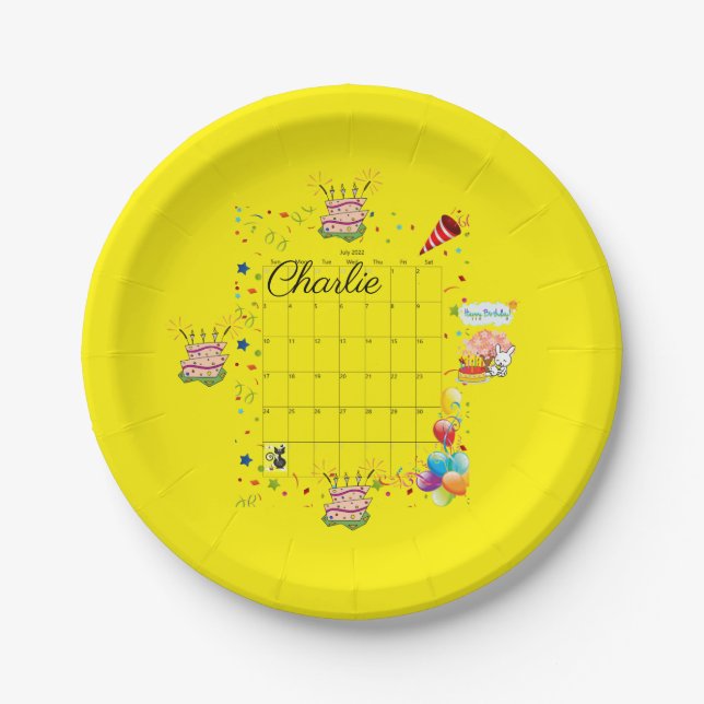 Paper Plates, Happy Birthday July 2022  Paper Plate (Front)