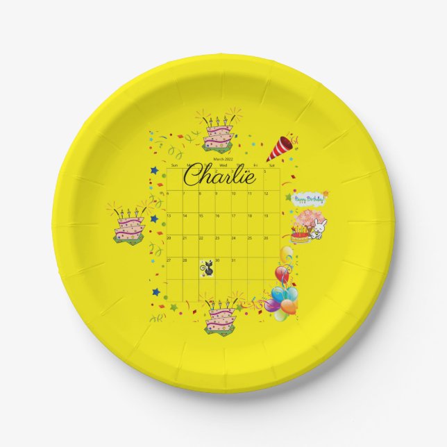 Paper Plates, Happy Birthday March 2022   Paper Plate (Front)