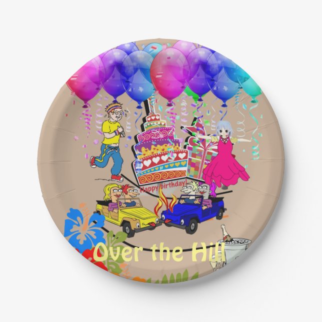 Paper Plates, Happy Birthday Over the Hill Paper Plate (Front)