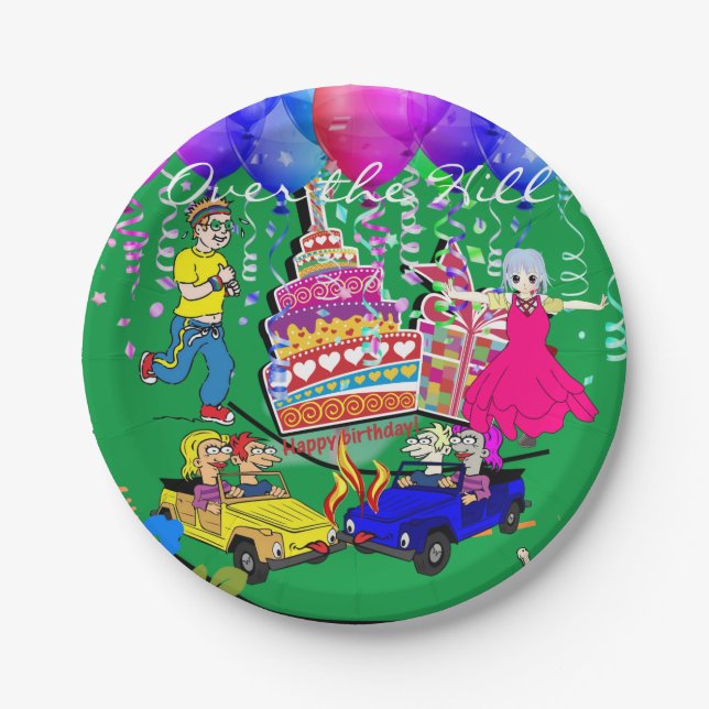 Paper Plates, Happy Birthday Over the Hill Paper Plate (Front)