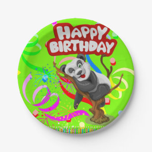 Paper Plates, Happy Birthday Panda Bear Confetti Plate