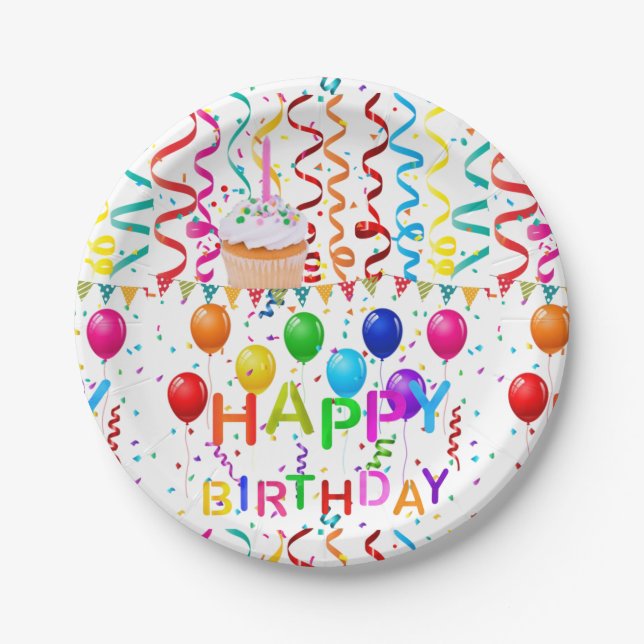 Paper Plates, Happy Birthday Paper Plates (Front)