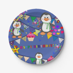 Paper Plates, Happy Birthday Penguin Paper Plate