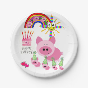 Paper Plates, Happy Birthday Pink Pig Plate