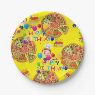 Paper Plates, Happy Birthday Pizza Party Paper Plate