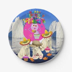 Paper Plates, Happy Birthday Polar Bear Paper Plate