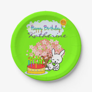 Paper Plates, Happy Birthday Rabbit Cake Paper Plate
