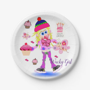 Paper Plates, Happy Birthday Wacky Girl Pink Paper Plate