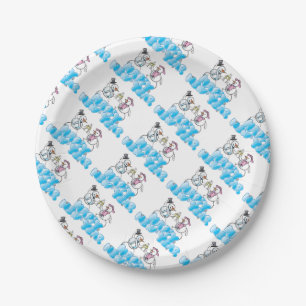 Paper Plates/Happy New Year Toasting Snowmen Plate