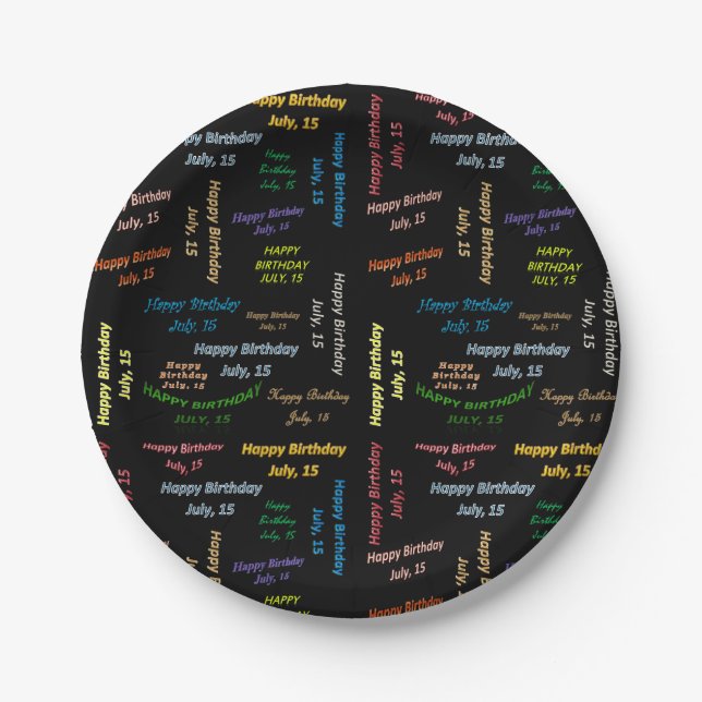 Paper Plates July, 15 Birthday (Front)