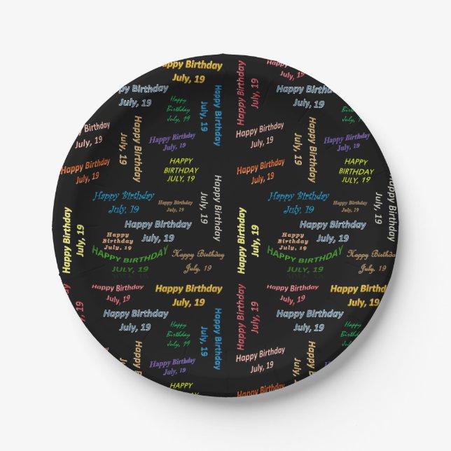 Paper Plates July, 19 Birthday (Front)