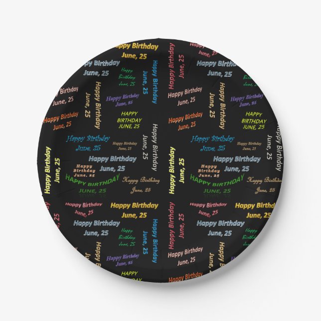 Paper Plates June, 25 Birthday (Front)