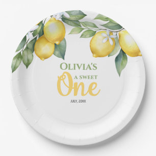 Paper Plates Lemon citrus 1st birthday. 