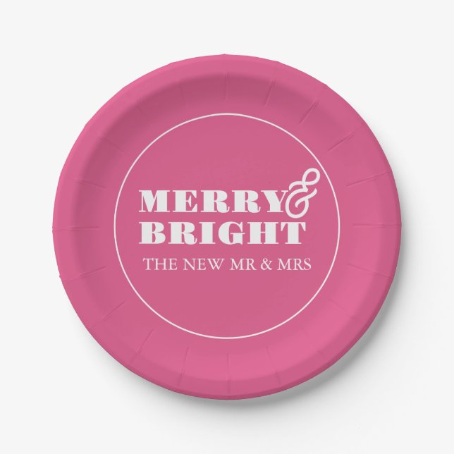 Paper Plates Merry & Bright Pink (Front)