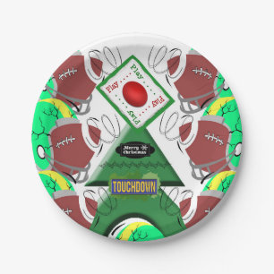 Paper Plates, Merry Christmas Football  Paper Plate