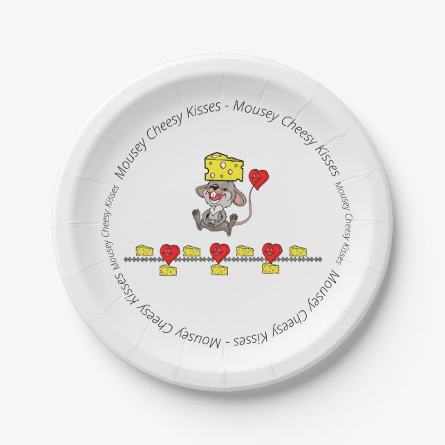 Paper Plates Mousey Cheesy Kisses Red Hearts  (Front)