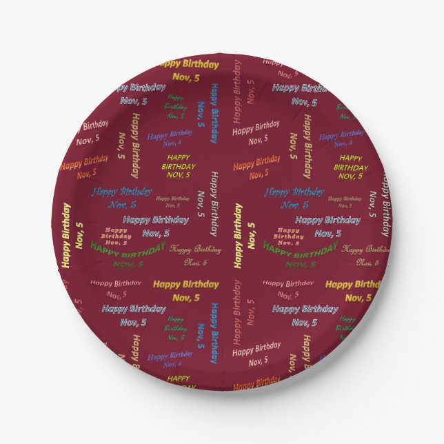Paper Plates November, 5 Birthday (Front)