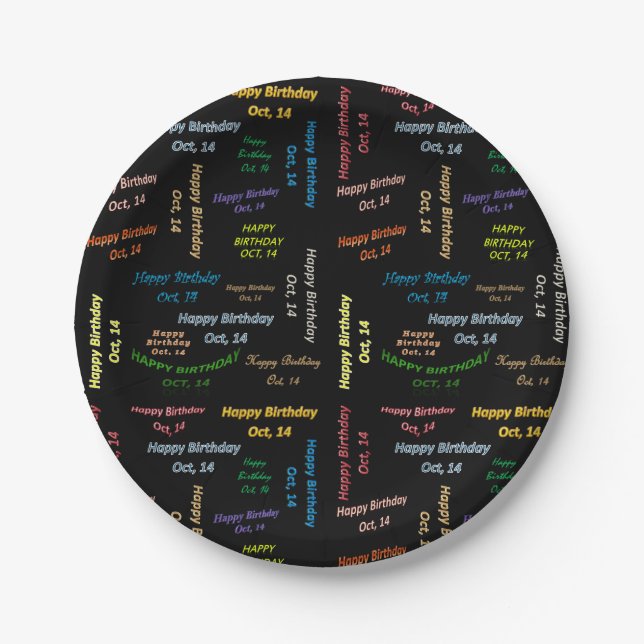 Paper Plates October, 14 Birthday (Front)