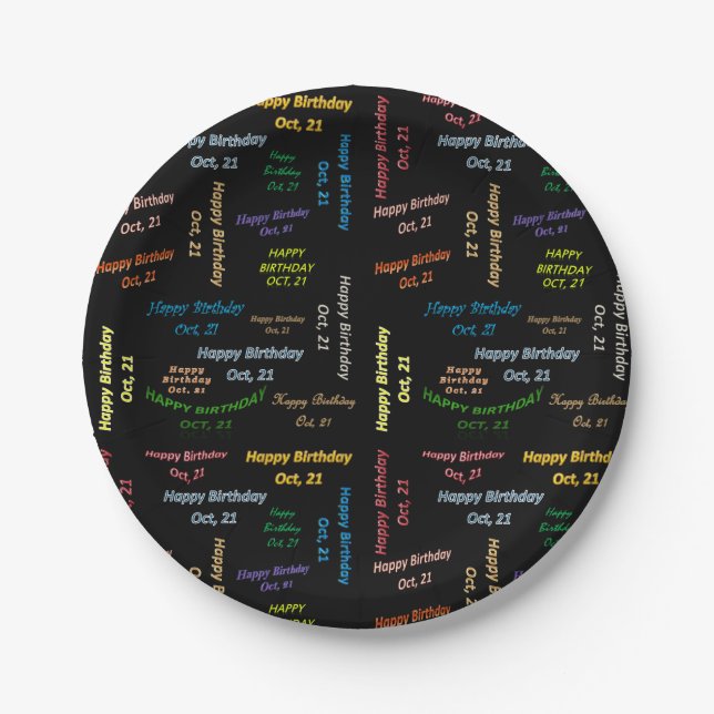 Paper Plates October, 21 Birthday (Front)