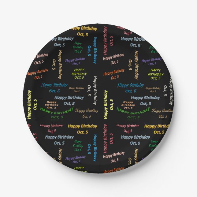 Paper Plates October, 5 Birthday (Front)