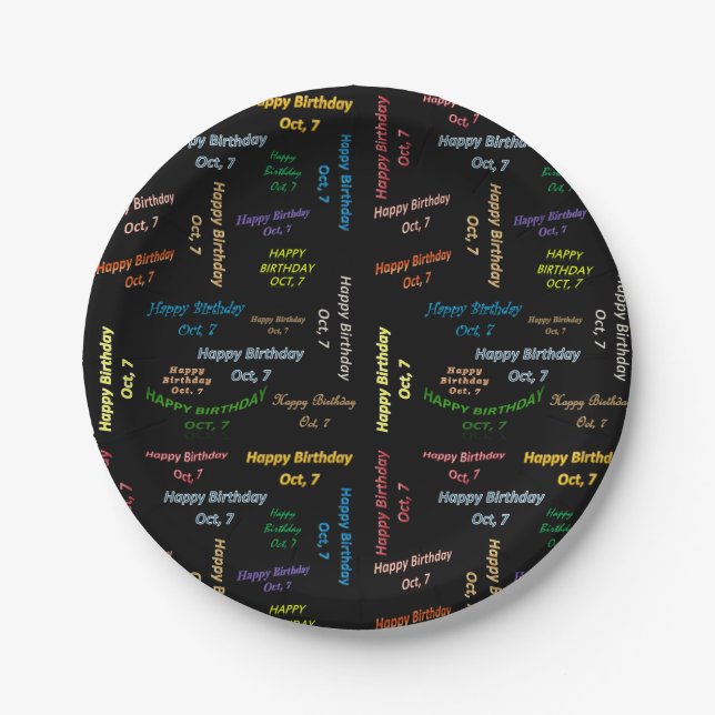 Paper Plates October, 7 Birthday (Front)