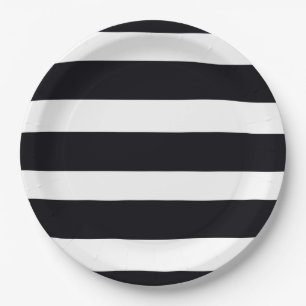 Paper Plates Paper Plate 9" Black & White Stripes