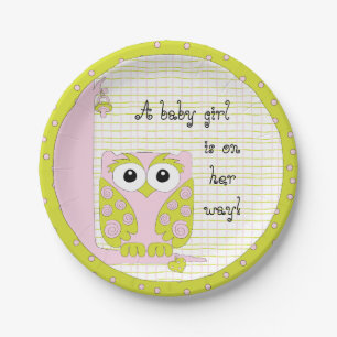 Paper Plates "Pink/Green Owl"