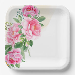Paper Plates-Pink Peonies Paper Plates