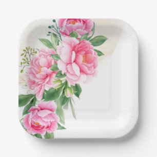 Paper Plates-Pink Peonies Paper Plates