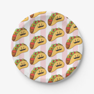 Paper Plates, Pink & White Stripe Tacos Plate