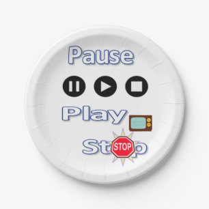 Paper Plates Play Pause Stop 