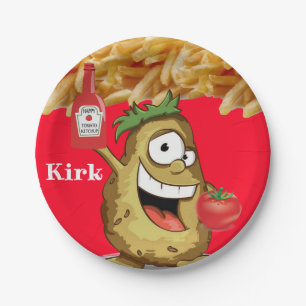 Paper Plates, Potato French Fries Ketchup Paper Plate