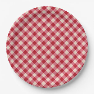 Paper Plates - Red Gingham Pattern