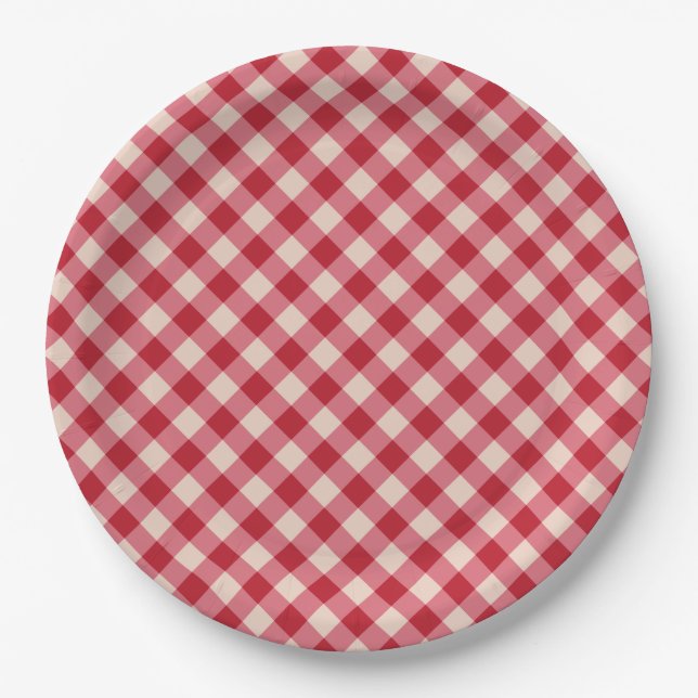 Paper Plates - Red Gingham Pattern (Front)