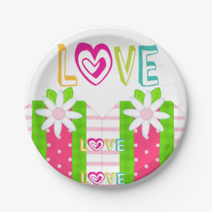 Paper Plates Red Hearts Love