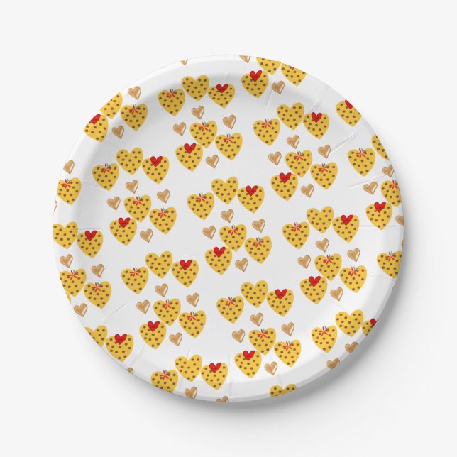 Paper Plates Red Hearts Love Yellow Hearts  (Front)