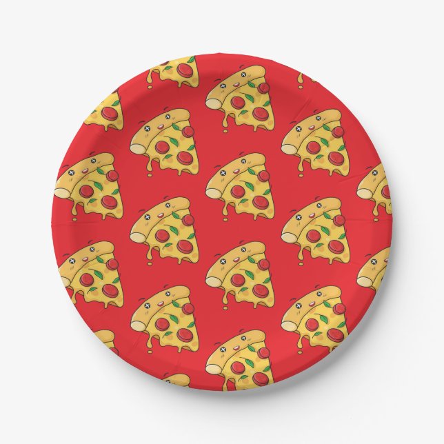 Paper Plates, Red Pizza Cheese Plate (Front)