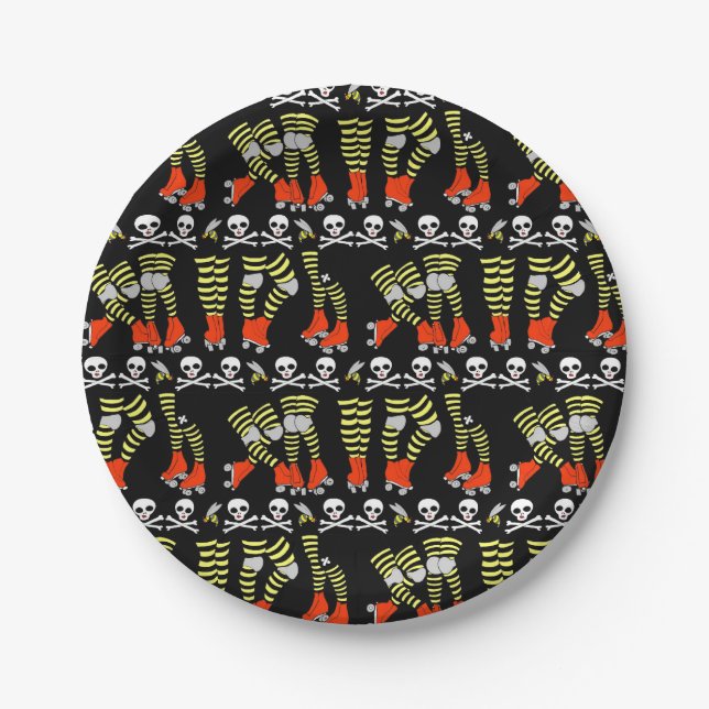 paper plates, roller derby party plates (Front)