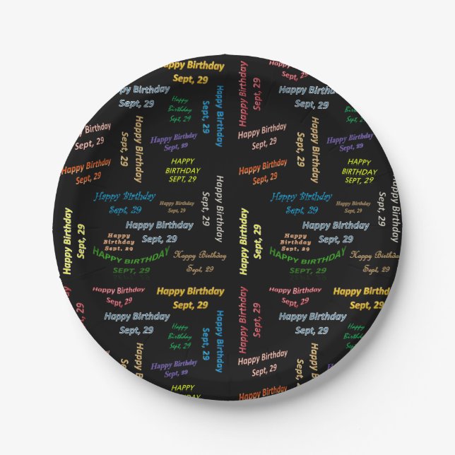 Paper Plates September, 29 Birthday (Front)