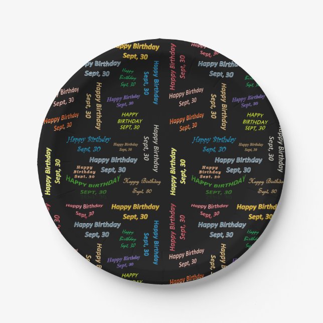 Paper Plates September, 30 Birthday (Front)