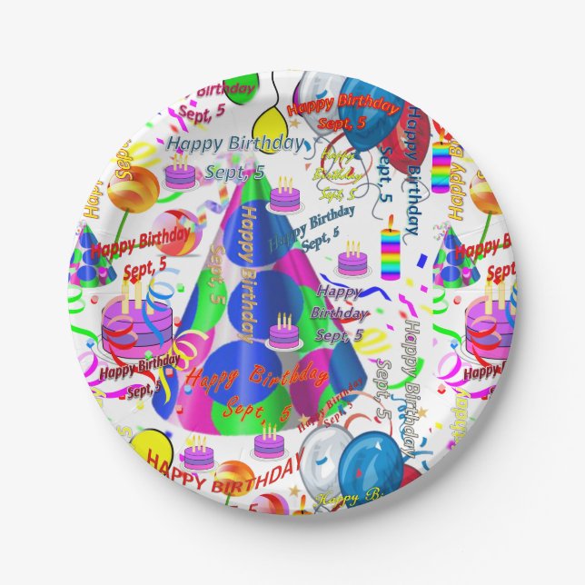 Paper Plates September, 5 Birthday Sept, (Front)