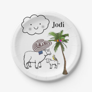 Paper Plates, Sheep Clouds Palm Tree Plate