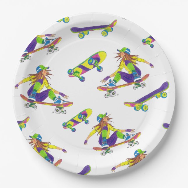 Paper Plates Skateboard Girl (Front)