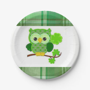 Paper plates St. Patrick's Day Owl