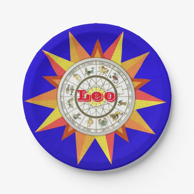 Paper Plates, Star Zodiac Sign Leo Paper Plate (Front)