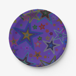 Paper Plates, Stars, Purple Party Paper Plate